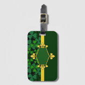 Étiquette À Bagage Irlande shamrocks verts, ajouter monogramme/initia (Devant Vertical)