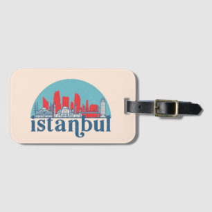 Étiquette À Bagage Istanbul Turquie Rétro City Skyline Ville Art