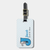 Étiquette À Bagage J pour Jackrabbit Boys Monogramme en bleu (Devant Vertical)