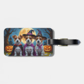 Étiquette À Bagage Jack Russell Chiens Citrouille Halloween Drôle (Dos horizontal)