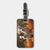 Étiquette À Bagage Jack Russell Puppy Automne Citrouille de plaisir (Devant Vertical)