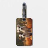 Étiquette À Bagage Jack Russell Puppy Automne Citrouille de plaisir (Dos Vertical)