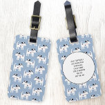 Étiquette À Bagage Jack Russell Terrier Chien personnalisé<br><div class="desc">Un motif de Jack Russell Parson Terrier chiens sur un arrière - plan bleu. Modifiez les coordonnées au dos pour personnaliser.</div>