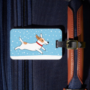 Étiquette À Bagage Jack Russell Terrier - Joyeux Chien d'hiver