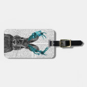 Étiquette À Bagage Jackalope avec Antlers Turquoise (Devant horizontal)