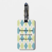 Étiquette À Bagage Jacquard Bleu Et Vert (Dos Vertical)
