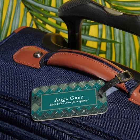 Étiquette À Bagage Jacquard gris et turquoise foncé (Insitu Rectoal 3)