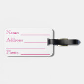 Étiquette À Bagage Jacquard rose et vert monogramme (Dos horizontal)