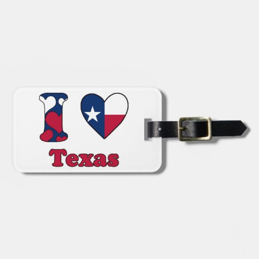 Étiquette À Bagage J'adore le Texas (Devant horizontal)