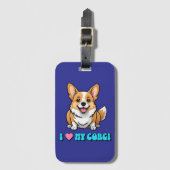 Étiquette À Bagage J'adore mon Corgi (Devant Vertical)