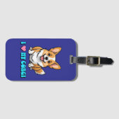 Étiquette À Bagage J'adore mon Corgi (Devant Horizontal)
