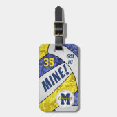 Étiquette À Bagage J'ai compris ! filles bleu or volleyball équipe ca (Devant Vertical)