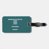 Étiquette À Bagage J'ai compris ! filles turquoise gris blanc sac de (Dos horizontal)