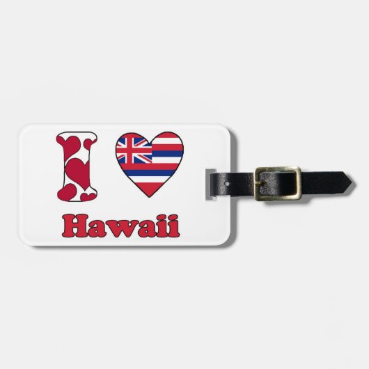 Étiquette À Bagage J'aime Hawaii (Devant horizontal)