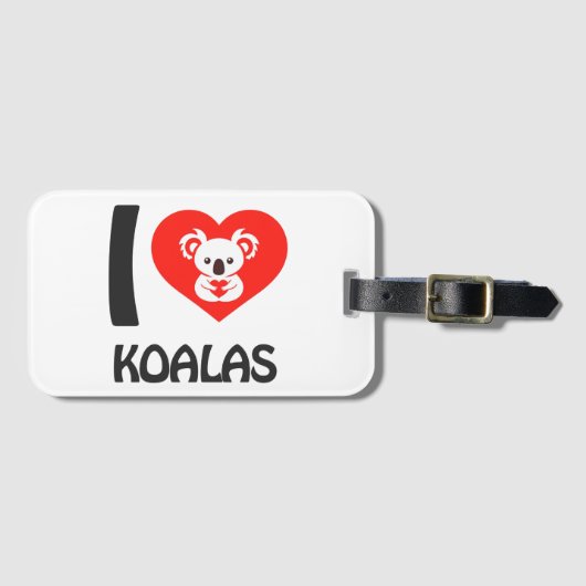 Étiquette À Bagage J'aime Koalas (Devant Horizontal)