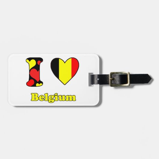 Étiquette À Bagage J'aime la Belgique (Devant horizontal)