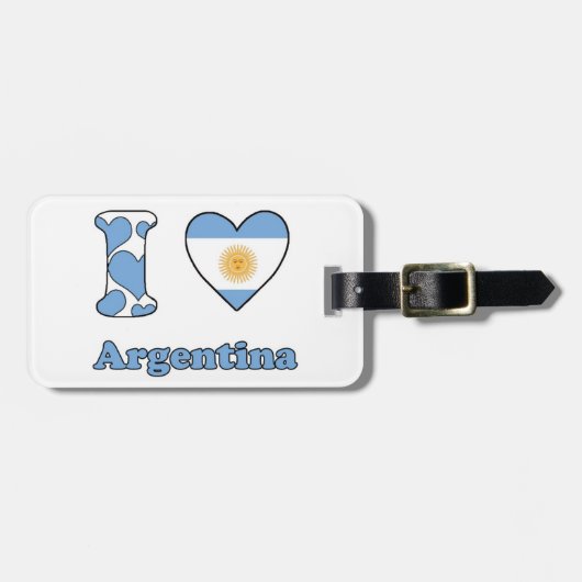 Étiquette À Bagage J'aime l'Argentine (Devant horizontal)