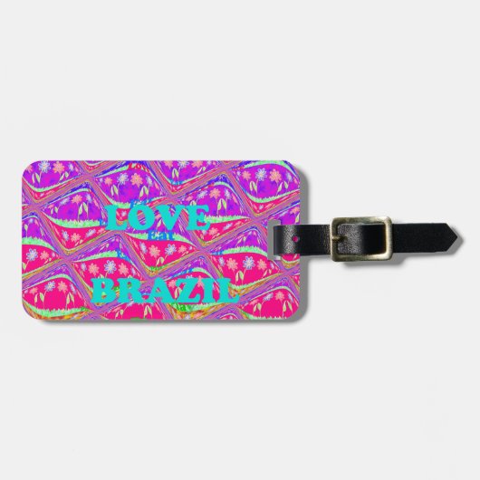 Étiquette À Bagage J'aime le Brésil : Belles couleurs traditionnelles (Devant horizontal)