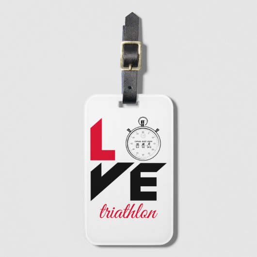 Étiquette À Bagage J'aime le triathlon (Devant Vertical)