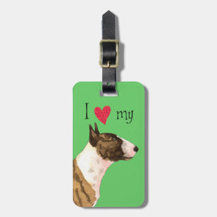 Étiquette À Bagage J'aime ma mini Bull Terrier