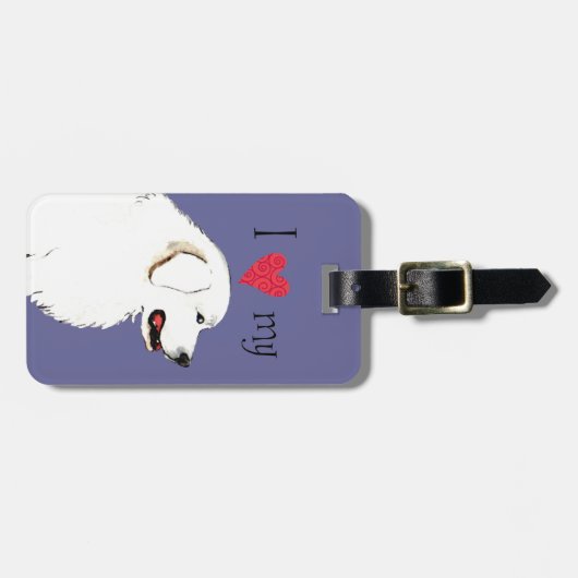 Étiquette À Bagage J'aime mes Grands Pyrénées (Devant horizontal)