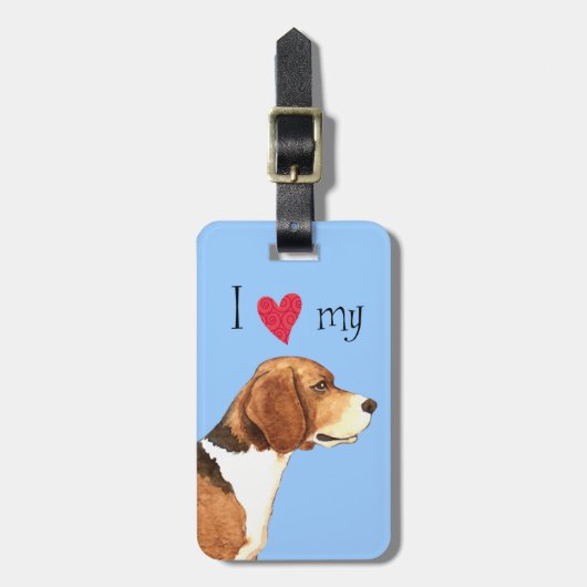 Étiquette À Bagage J'aime mon beagle (Devant Vertical)