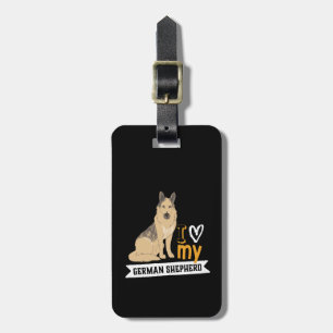Étiquette À Bagage J'aime mon berger allemand drôle et mignon chien