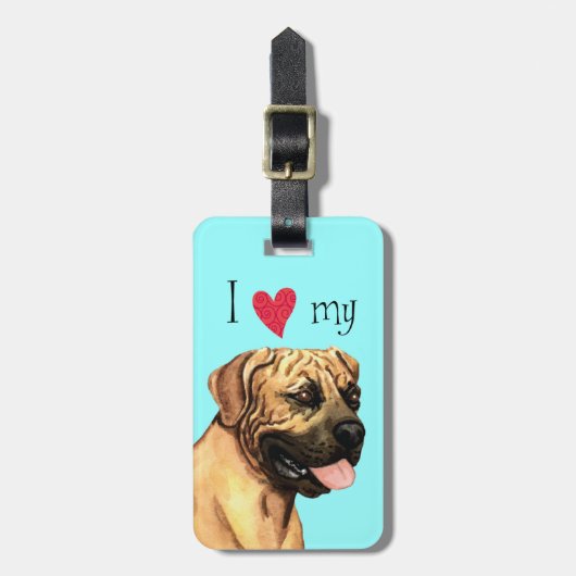Étiquette À Bagage J'aime mon boerboel (Devant Vertical)