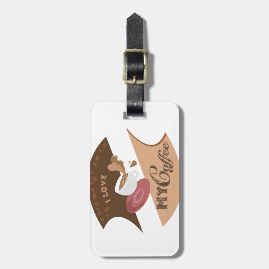 Étiquette À Bagage J'aime mon café Retro Java (Devant Vertical)