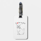 Étiquette À Bagage J'aime mon chat, mignonne, Cool (Dos Vertical)