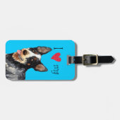 Étiquette À Bagage J'aime mon chien de bétail australien (Devant horizontal)