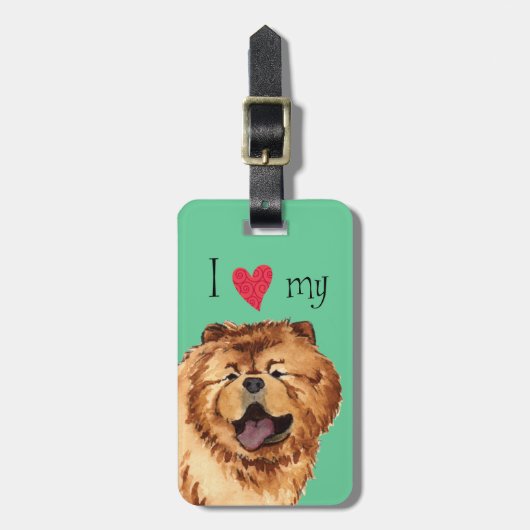 Étiquette À Bagage J'aime mon Chow Chow (Devant Vertical)