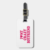 Étiquette À Bagage J'aime mon copain fou (Devant Vertical)