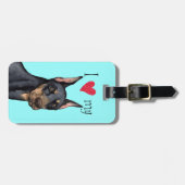 Étiquette À Bagage J'aime mon dobermann (Devant horizontal)