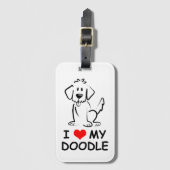 Étiquette À Bagage J'aime mon doodle (Devant Vertical)