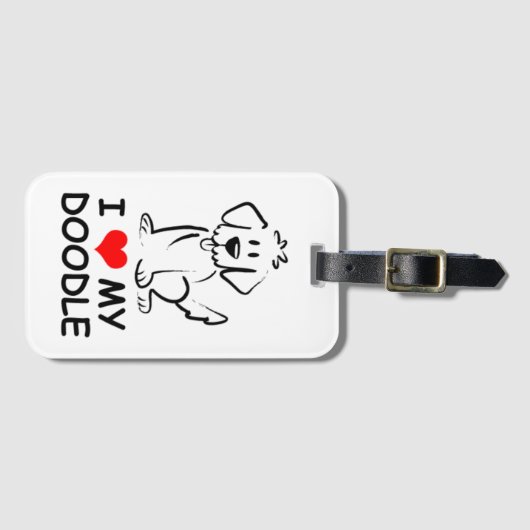 Étiquette À Bagage J'aime mon doodle (Devant Horizontal)