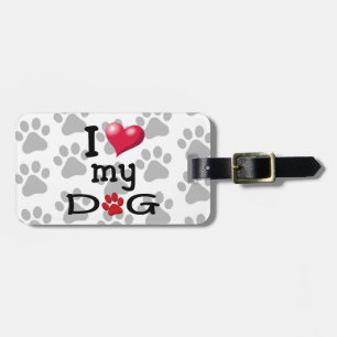 Étiquette À Bagage J'aime mon empreinte de patte de chien