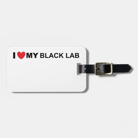 Étiquette À Bagage J'aime mon labo noir (Devant horizontal)
