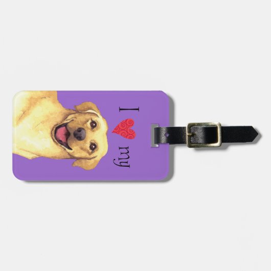 Étiquette À Bagage J'aime mon laboratoire jaune (Devant horizontal)