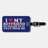 Étiquette À Bagage J'Aime Mon Petit Ami La Saint-Valentin. (Devant horizontal)