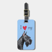 Étiquette À Bagage J'aime mon Schnauzer géant (Devant Vertical)