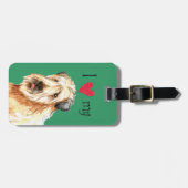 Étiquette À Bagage J'aime mon Terrier blond comme les blés enduit (Devant horizontal)