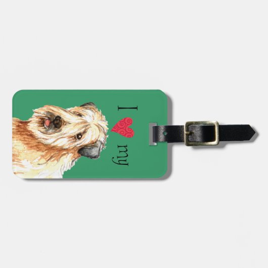 Étiquette À Bagage J'aime mon Terrier blond comme les blés enduit (Devant horizontal)