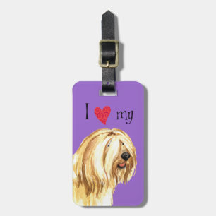 Étiquette À Bagage J'aime mon Terrier tibétain