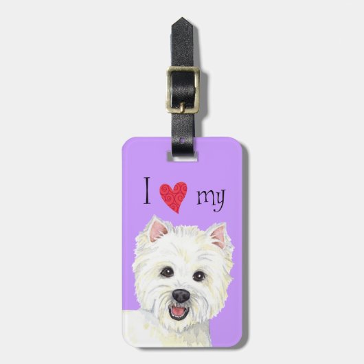 Étiquette À Bagage J'aime mon Westie (Devant Vertical)