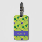 Étiquette À Bagage J'aime Pickleball green (Devant Vertical)