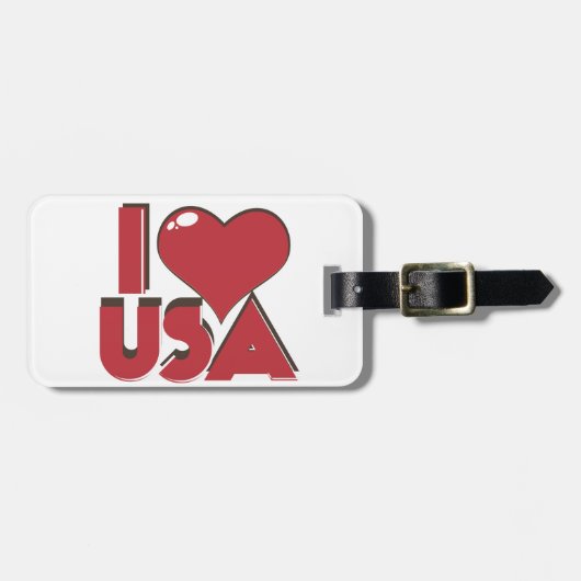 Étiquette À Bagage J'aime USA Rétro 80s (Devant horizontal)