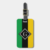 Étiquette À Bagage Jamaïque Green Black & Gold Jamaican Initial (Devant Vertical)