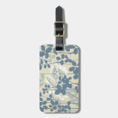 Étiquette À Bagage Japanese Asian Blue Leaf Flower (Devant Vertical)