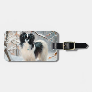 Étiquette À Bagage Japanese Chin Laissez Tomber la Neige Noël